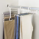 Kit Com 2 Cabides Multiuso 5 em 1 Aço Inox Guarda Roupa Organizador Cabideiro de Calças Camisetas